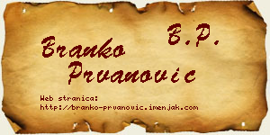 Branko Prvanović vizit kartica